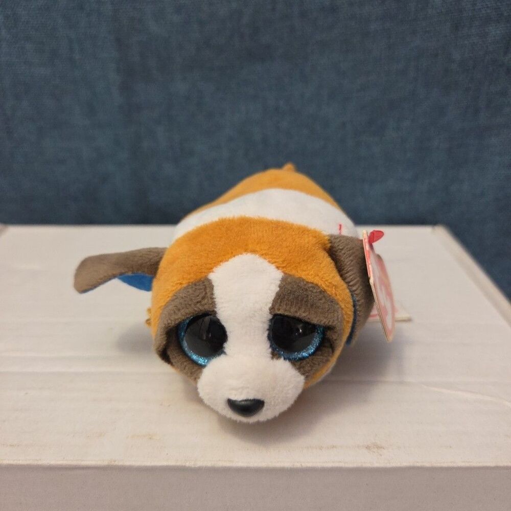 Ty Teenie Tys Gypsy St Bernard Dog Stackable Plush Blue Glitter Eyes MWMT 42205 - Picture 1 of 16